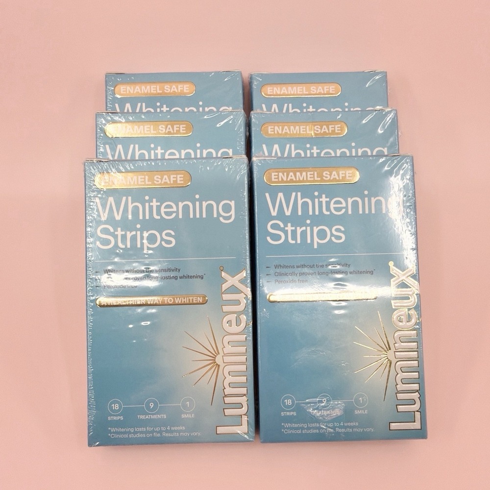 6 Pack Lumineux Enamel Safe Whitening Strips Peroxide Free 108 Strips NEW SEALED
